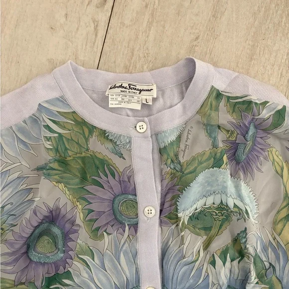 Salvatore Ferragamo Purple and Green Floral Cardigan - Picture 2 of 2